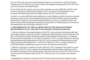 Directive No. 922/CT-TTg on the elaboration of the socio-economic development