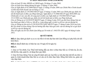 Quyết định 30/2011/QĐ-UBND giá dịch vụ xe ra vào bến xe ô tô