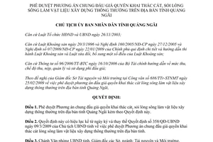 Quyết định 864/QĐ-UBND 2011 đấu giá quyền khai thác cát sỏi làm vật liệu xây dựng Quảng Ngãi