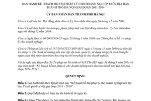 Quyết định 2706/QĐ-UBND  Kế hoạch hỗ trợ pháp lý cho doanh nghiệp