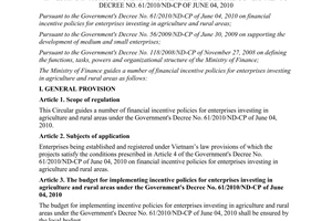 Circular No. 84/2011/TT-BTC on guiding a number of financial incentive policies