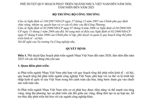 Quyết định 2992/QĐ-BCT phê duyệt Quy hoạch phát triển ngành Nhựa