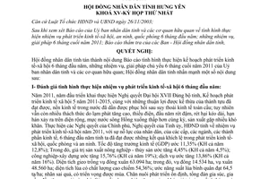 Nghị quyết 99/2011/NQ-HĐND thực hiện nhiệm vụ kinh tế xã hội tỉnh 2011 Hưng Yên
