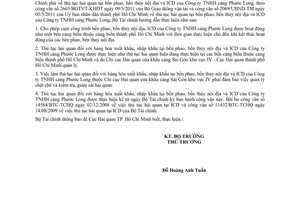 Công văn 7121/BTC-TCHQ thủ tục hải quan tại bến phao, bến thuỷ nội địạ