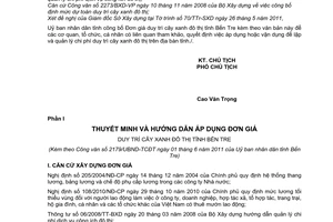 Công văn 2179/UBND-TCĐT công bố Đơn giá duy trì cây xanh đô thị