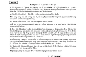 Công văn 3749/BGDĐT-KTKDCLGD hướng dẫn bổ sung chấm thi môn Ngữ văn