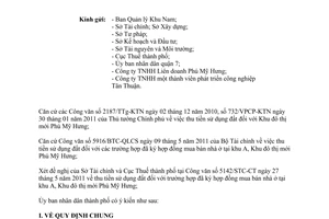 Công văn 2709/UBND-ĐTMT thu tiền sử dụng đất