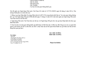 Công văn 969/TTG-QHQT gia hạn Hiệp định Tín dụng Phát triển Dự án