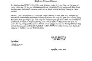 Công văn 5425/BCT-XNK năm 2011 vướng mắc gia hạn thời hạn tạm nhập tái xuất khuôn