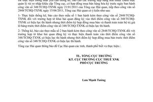 Công văn 2959/TCHQ-TXNK giải thích điểm 1,2 công văn 2848/TCHQ-TXNK