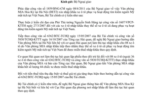 Công văn 8145/BTC-TCHQ về nhập khẩu xe ô tô phục vụ hoạt động tìm kiếm MIA