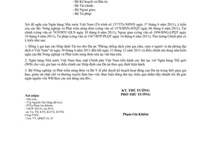 Công văn 975/TTG-QHQT gia hạn và điều chỉnh Hiệp định Tài trợ Dự án VAHIP