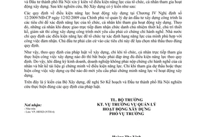 Công văn 61/BXD-HĐXD hướng dẫn điều kiện năng lực trong hoạt động xây dựng