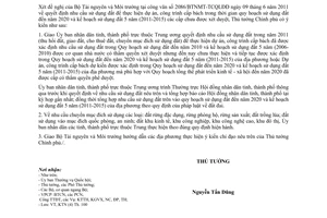 Công văn 979/TTG-KTN h nhu cầu sử dụng đất để thực hiện dự án