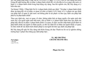 Công văn 09/BXD-TTr xử phạt vi phạm hành chính chủ đầu tư là cơ quan nhà nước
