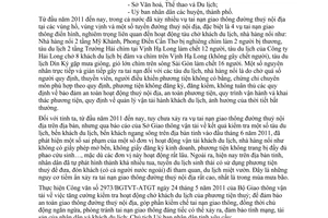 Công văn 2555/UBND-KTN vận chuyển khách du lịch bằng phương tiện thủy nội địa