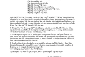 Công văn 1395/CHHVN-VT&DVHH thông báo đo lượng phóng xạ trong công-te-nơ