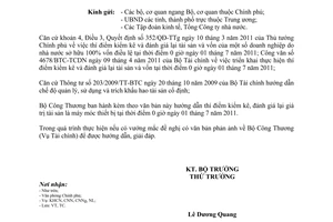 Công văn 5807/BCT-TC hướng dẫn thí điểm kiểm kê, đánh giá lại giá trị tài sản
