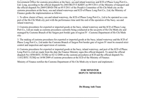 Official Dispatch No. 7121/BTC-TCHQ, on customs procedures at the buoy, sea and