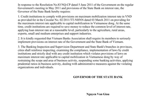 Official Dispatch No. 4605/NHNN-CSTT, on VND mobilization and loan interest rate