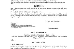 Quyết định 878/QĐ-TCMT sổ tay hướng dẫn kỹ thuật tính toán chỉ số