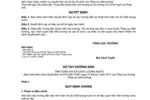 Quyết định 879/QĐ-TCMT sổ tay hướng dẫn kỹ thuật tính toán chỉ số