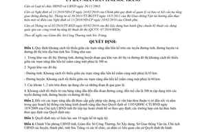 Quyết định 24/2011/QĐ-UBND  khoảng cách tối thiểu giữa trạm xăng dầu