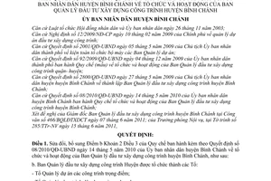 Quyết định 10/2011/QĐ-UBND  tổ chức và hoạt động Ban Quản lý đầu tư xây dựng