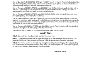 Quyết định 905/QĐ-TCT Quy trình hoàn thuế