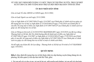 Quyết định 16/2011/QĐ-UBND đối tượng và mức trợ cấp thường xuyên