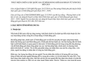 Kế hoạch 365/KH-BVSTBPN thực hiện chiến lược quốc gia bình đẳng giới