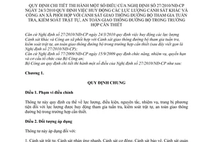 Thông tư 47/2011/TT-BCA hướng dẫn Nghị định 27/2010/NĐ-CP  huy động lực lượng