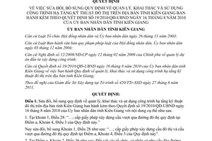 Quyết định 24/2011/QĐ-UBND sửa đổi công trình hạ tầng kỹ thuật đô thị