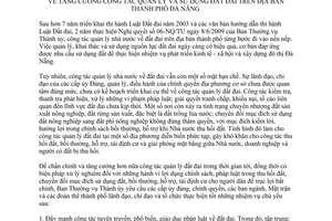 Chỉ thị 10-CT/TU tăng cường công tác quản lý và sử dụng đất đai