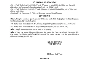 Quyết định 1574/QĐ-BTC công bố thủ tục hành chính