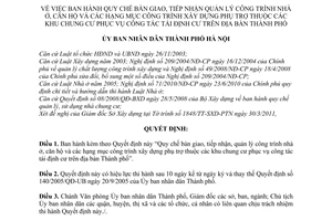 Quyết định 20/2011/QĐ-UBND Quy chế bàn giao, tiếp nhận, quản lý công trình