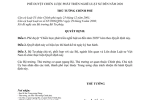 Quyết định 1072/QĐ-TTg  phê duyệt Chiến lược phát triển nghề luật sư