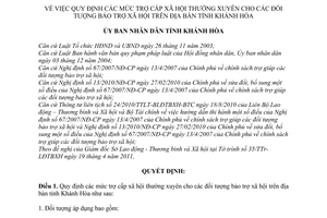 Quyết định 15/2011/QĐ-UBND mức trợ cấp xã hội thường xuyên cho đối tượng bảo trợ
