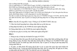 Thông tư 98/2011/TT-BTC sửa đổi Thông tư 36/2004/TT-BTC