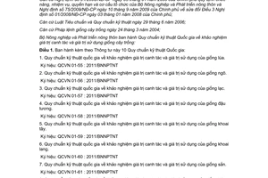 Thông tư 48/2011/TT-BNNPTNT Quy chuẩn kỹ thuật quốc gia khảo nghiệm giống cây