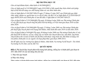 Quyết định 2357/QĐ-BYT Quy hoạch phát triển mạng lưới phòng, chống lao