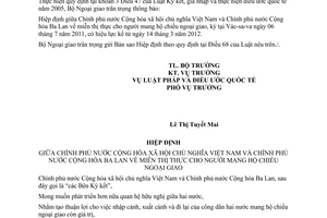 Thông báo hiệu lực Hiệp định miễn thị thị thực cho người mang hộ chiếu ngoại