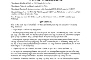 Quyết định 17/2011/QĐ-UBND một số cơ chế đối với thành phố tỉnh lỵ Tam Kỳ