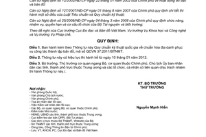 Thông tư 23/2011/TT-BTNMT về Quy chuẩn kỹ thuật quốc gia về chuẩn hóa địa danh p