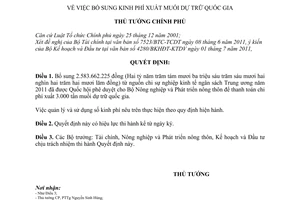 Quyết định 1080/QĐ-TTg  bổ sung kinh phí xuất muối dự trữ quốc gia