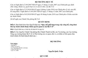 Quyết định 2390/QĐ-BYT năm 2011 Quy chế phối hợp trong việc công bố công khai