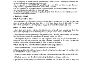 Thông tư 99/2011/TT-BTC thí điểm bảo hiểm tín dụng xuất khẩu