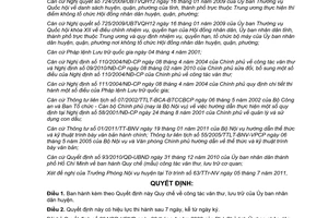 Quyết định 16/2011/QĐ-UBND Quy chế công tác văn thư, lưu trữ