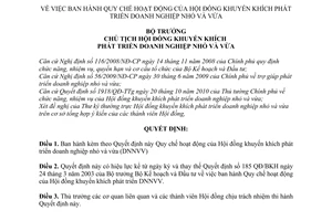 Quyết định 975/QĐ-BKHĐT Quy chế hoạt động Hội đồng khuyến khích phát triển