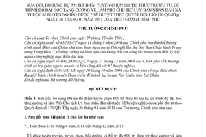 Quyết định 1097/QĐ-TTg sửa đổi Dự án thí điểm tuyển chọn 600 trí thức trẻ